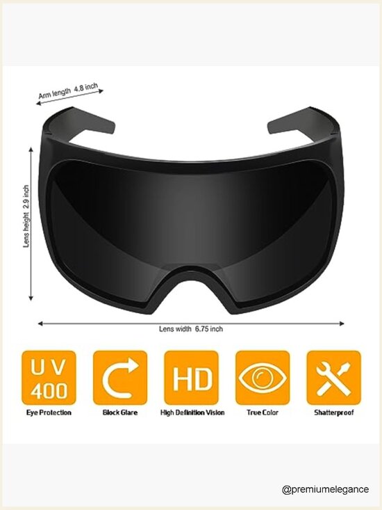 Oversized Wrap Around Shield Sunglasses Futuristic Rave Curved Lens Shades main image 6